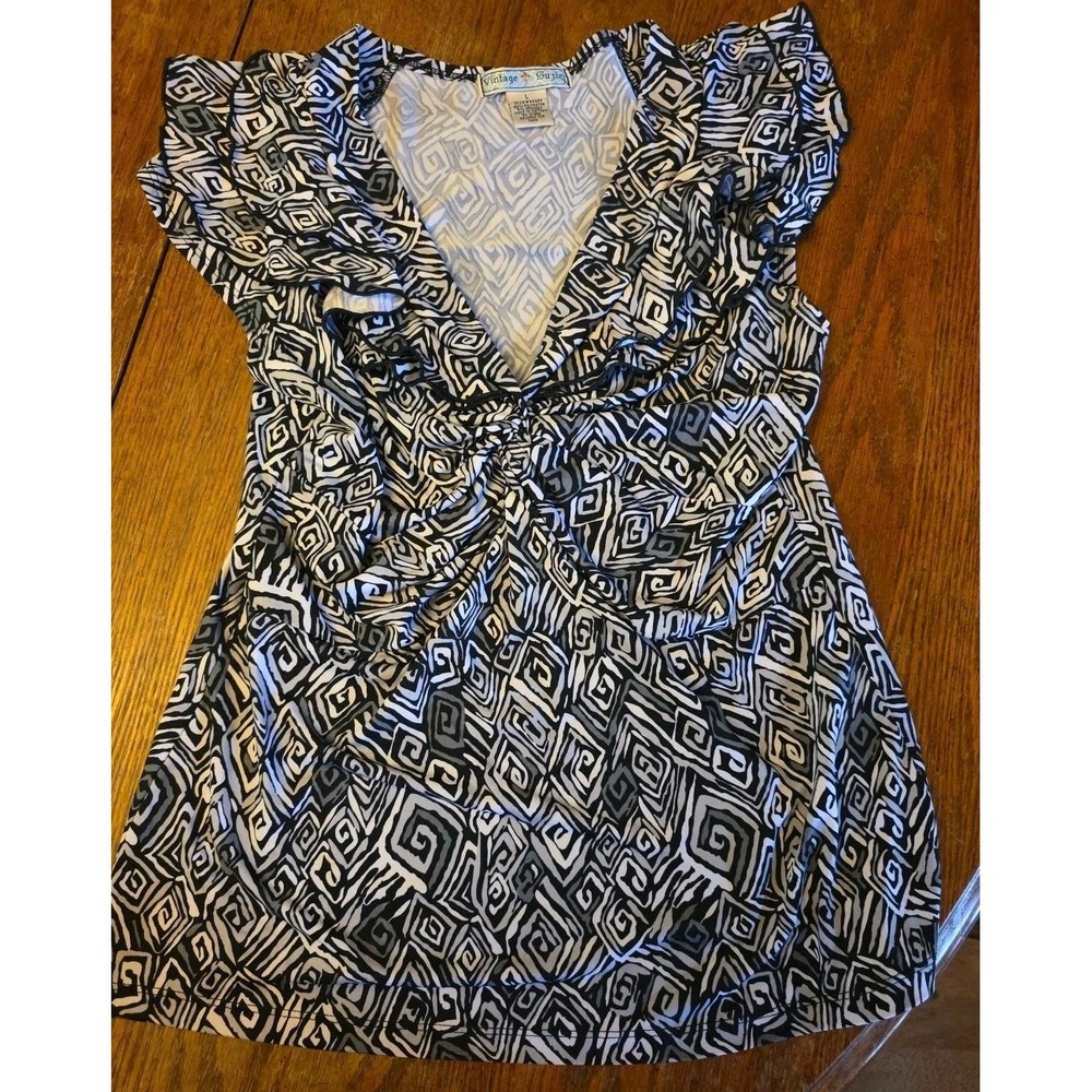 Vintage Suzie Blouse Women's Black Gray Whimsigoth Goth Retro 90s Large